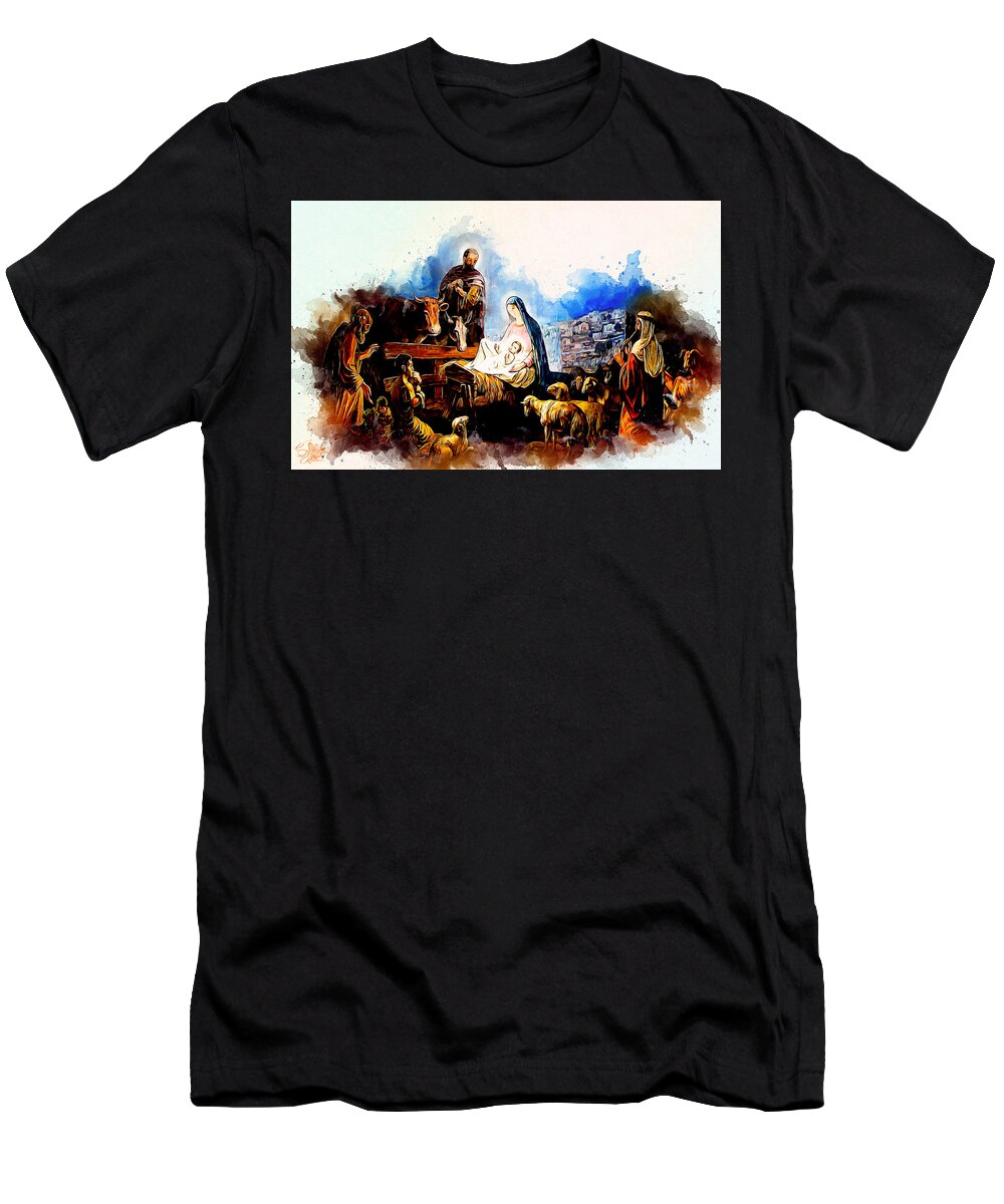 God T-Shirt featuring the painting Worship by Charlie Roman