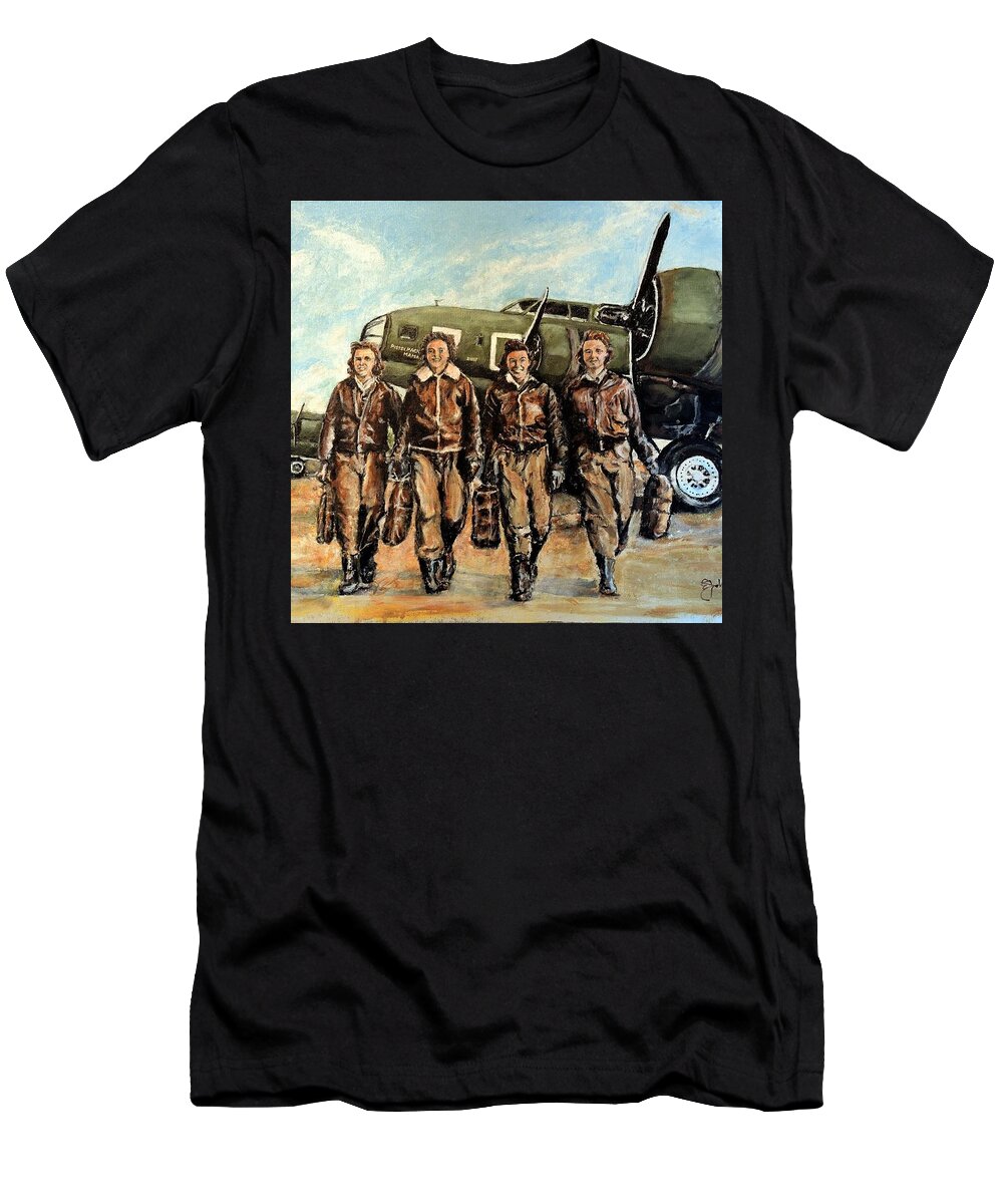 Woman's Airforce Service Pilots T-Shirt featuring the painting WW II Wasps by John Bohn