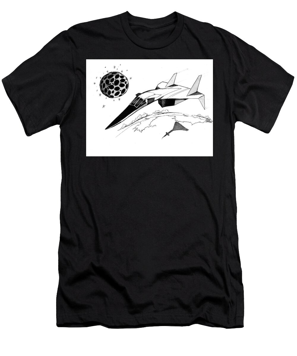 Xb-70 T-Shirt featuring the drawing XB70 Original Black and White Drawing by Michael Hopkins