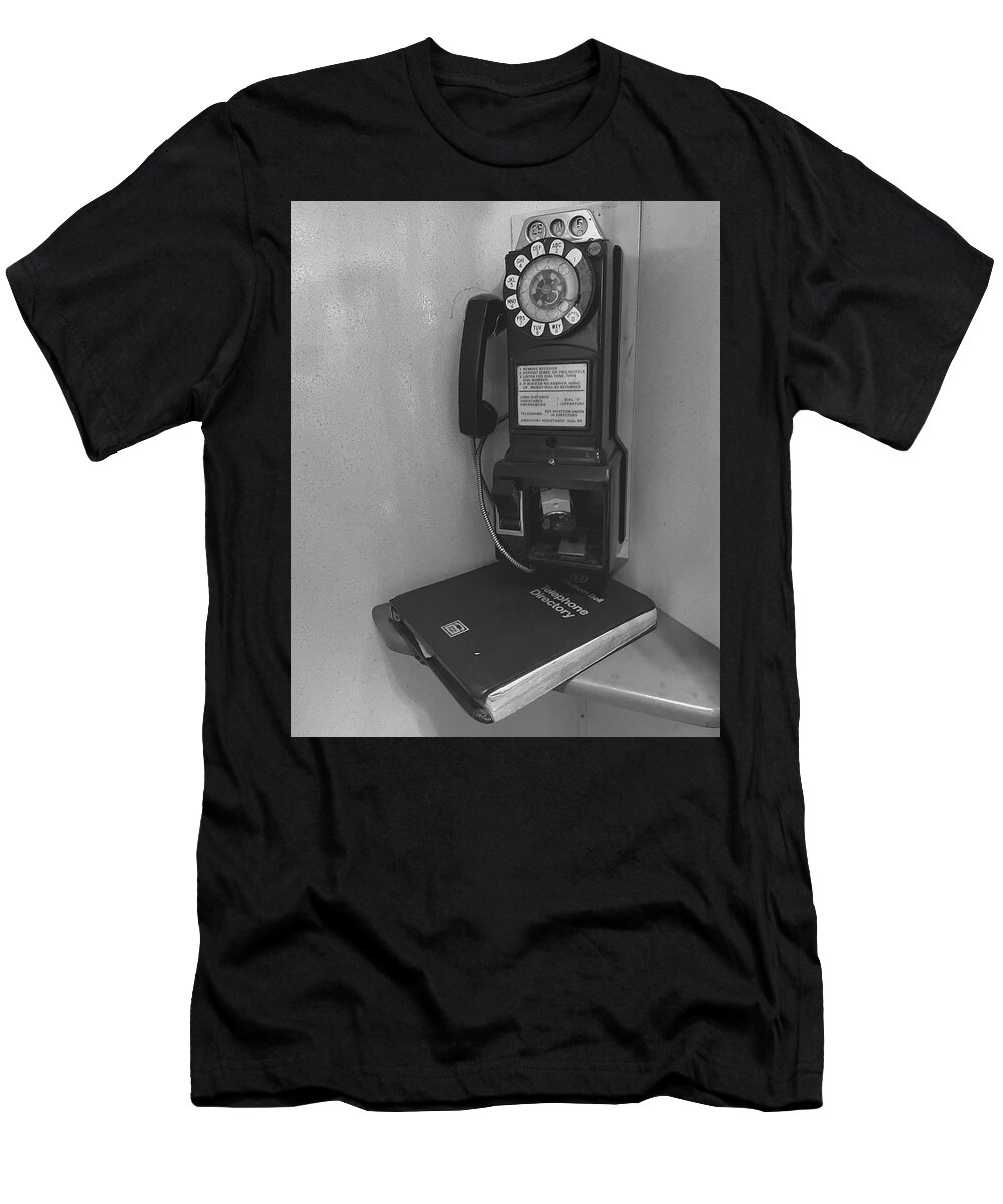 Phone T-Shirt featuring the photograph Ya Got A Dime? BW by Lee Darnell