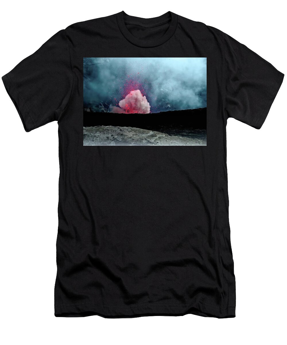 Yasur Volcano T-Shirt featuring the photograph Yasur Eruption Abstract by Heidi Fickinger