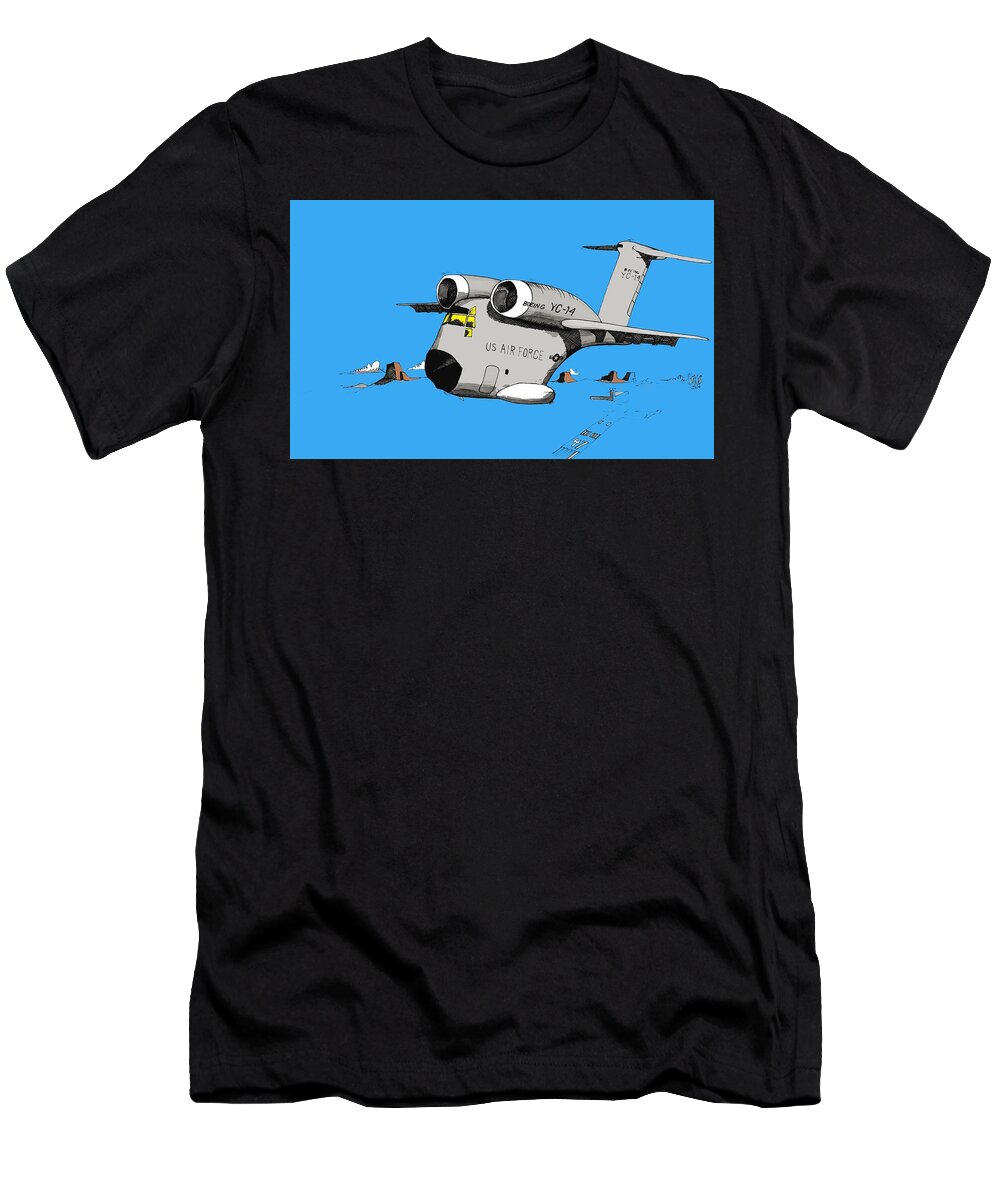 Boeing T-Shirt featuring the drawing Yc-14 by Michael Hopkins