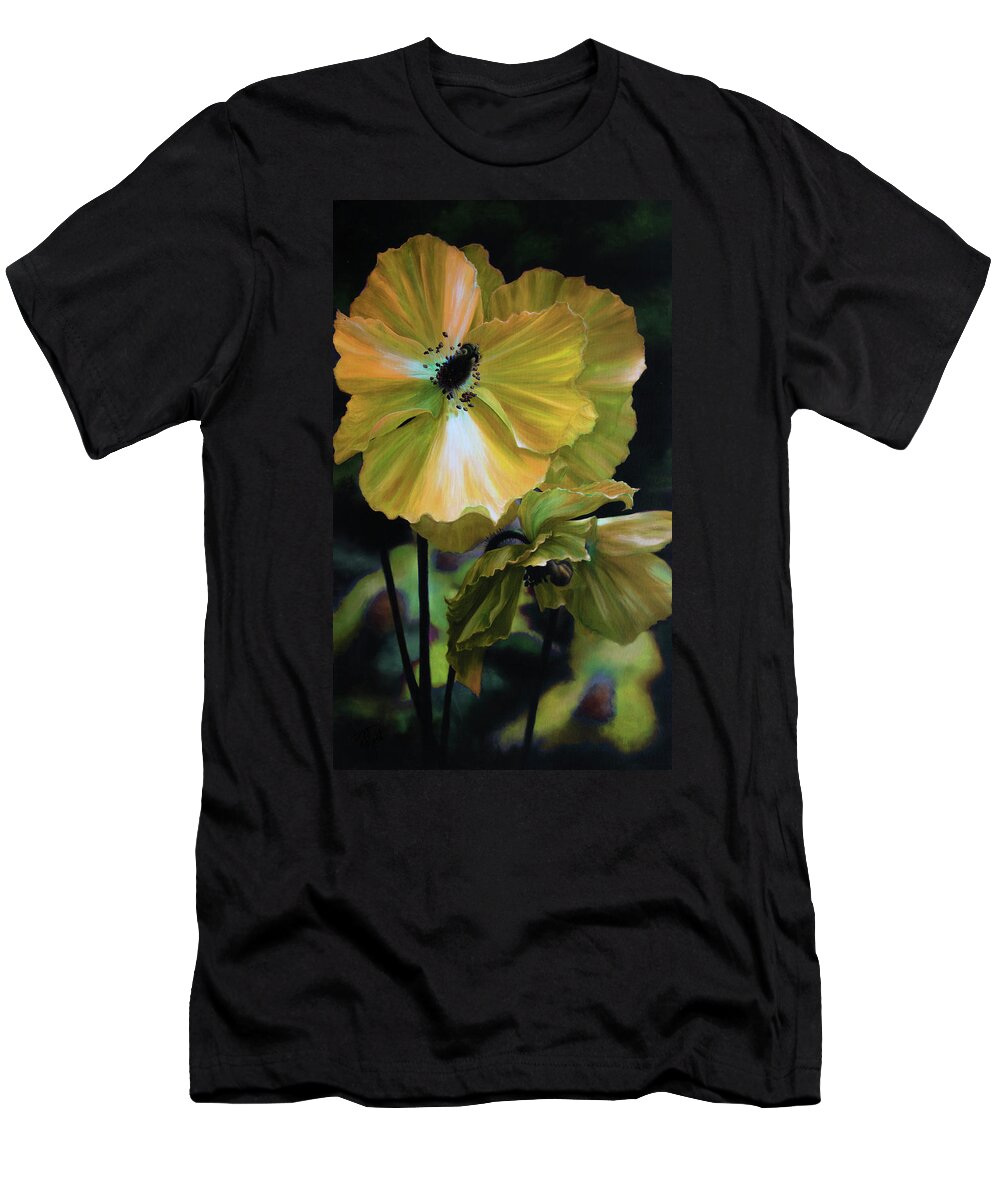 Flowers T-Shirt featuring the painting Yellow Himalayan Poppy by Lynne Pittard