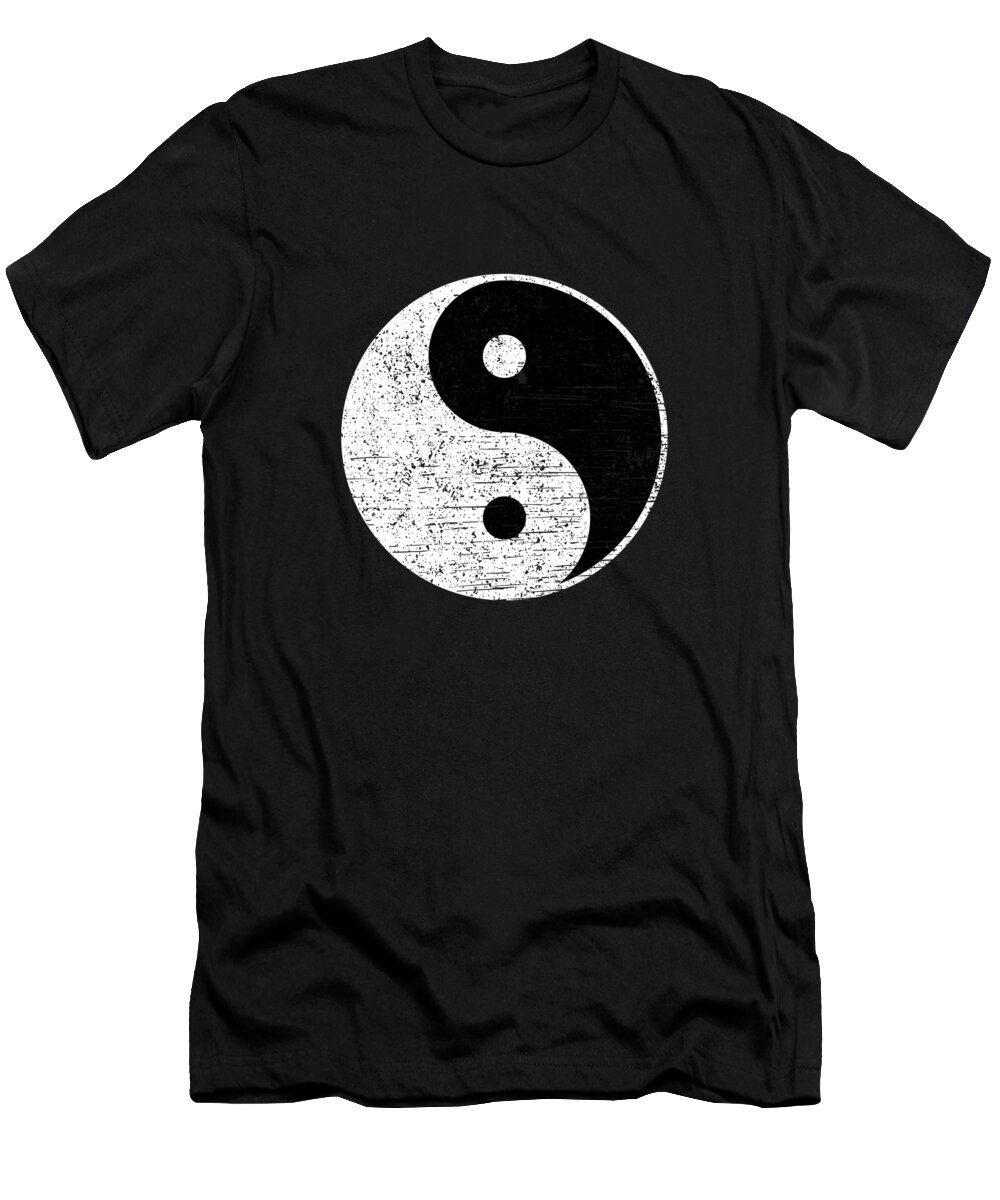 Yin Yang T-Shirt featuring the digital art Yin Yang Retro Vintage Harmony Taoism Yoga Gift by Thomas Larch