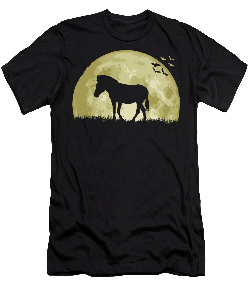 Zebra T-Shirt featuring the digital art Zebra Full Moon by Filip Schpindel