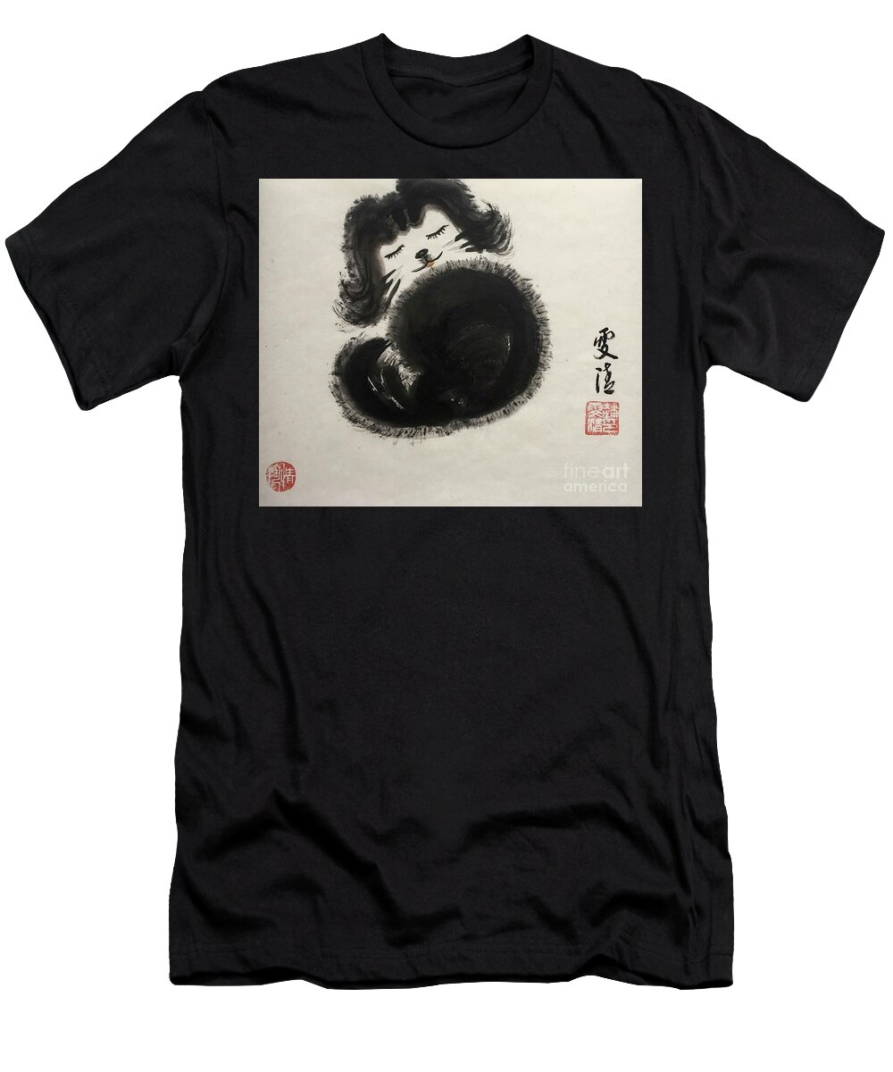 Doggie Portrait T-Shirt featuring the painting Zen Joy by Carmen Lam