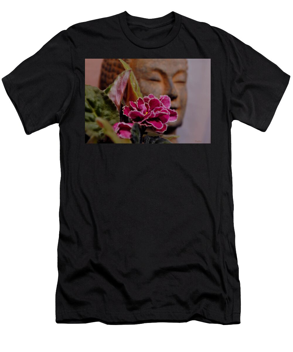 Buddha T-Shirt featuring the photograph Zen Violet by Vallee Johnson