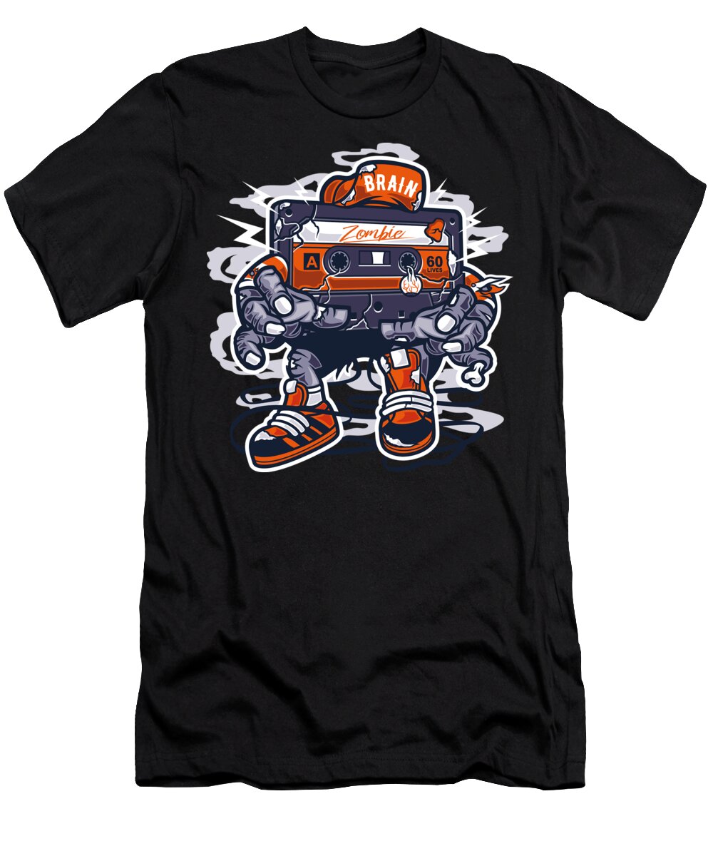 Zombie T-Shirt featuring the digital art Zombie Cassette by Long Shot