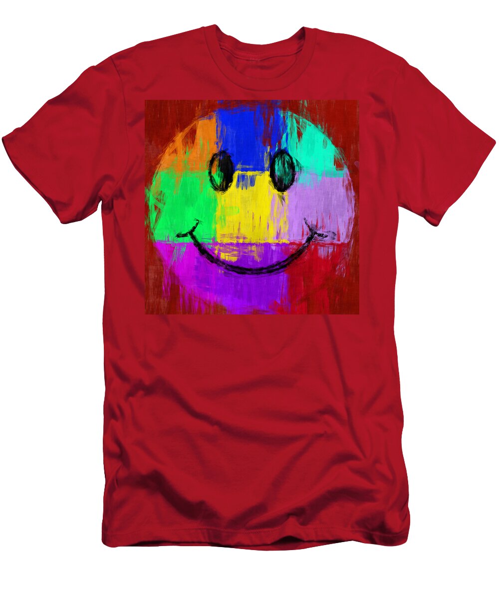 Smiley T-Shirt featuring the digital art Abstract Smiley Face #1 by David G Paul