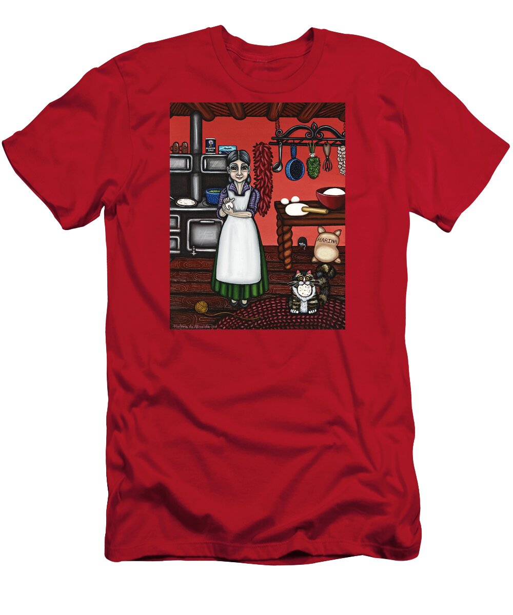 Cook T-Shirt featuring the painting Abuelita or Grandma by Victoria De Almeida