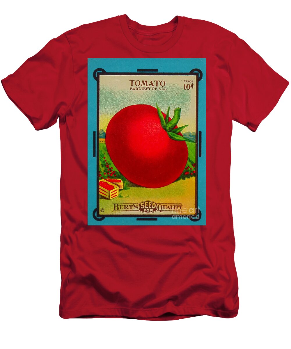 Tomato 100 Year Old Seed Package. T-Shirt featuring the photograph Tomato Seed Package. Antique. 100 Years old by Robert Birkenes