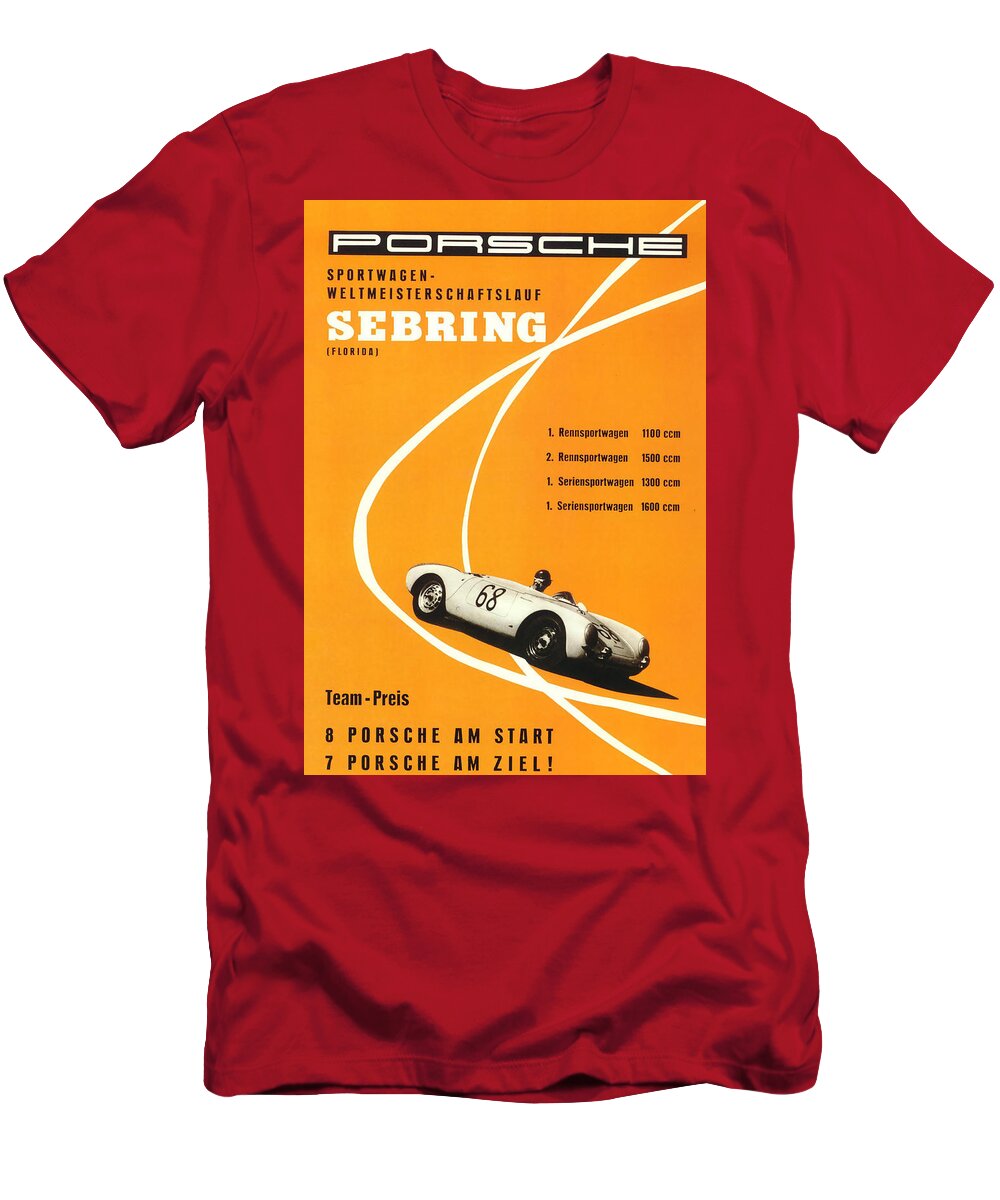 Sebring T-Shirt featuring the digital art 1968 Porsche Sebring Florida Poster by Georgia Fowler