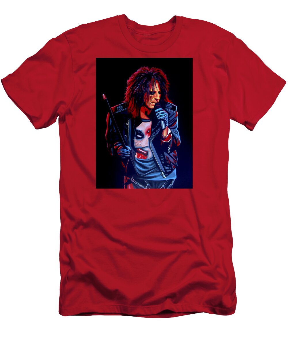 Alice Cooper T-Shirt featuring the painting Alice Cooper by Paul Meijering