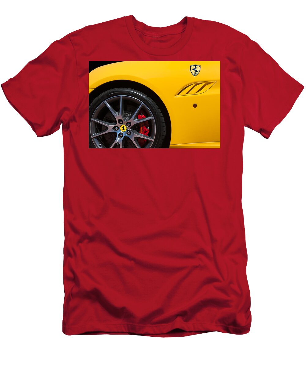 2010 Ferrari California Wheel Emblem T-Shirt featuring the photograph 2010 Ferrari California Wheel Emblem by Jill Reger