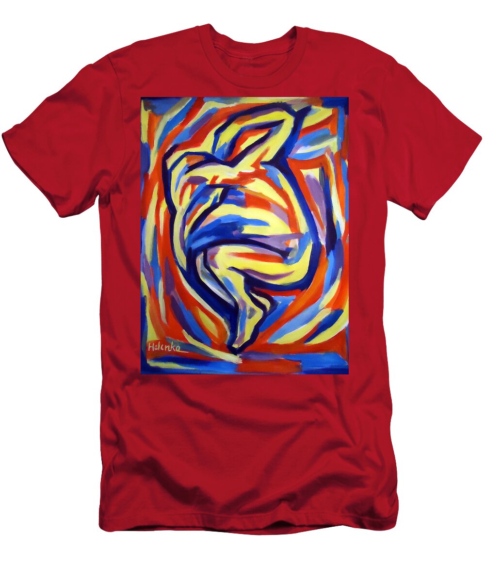 Abstract Figures T-Shirt featuring the painting Here by Helena Wierzbicki