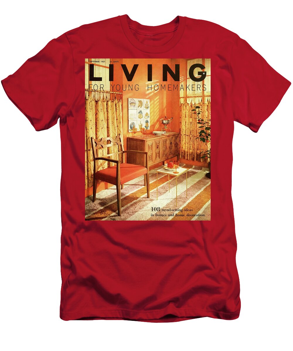 Furniture T-Shirt featuring the digital art A Living Room With Furniture By Mt Airy Chair by F. M. Demarest