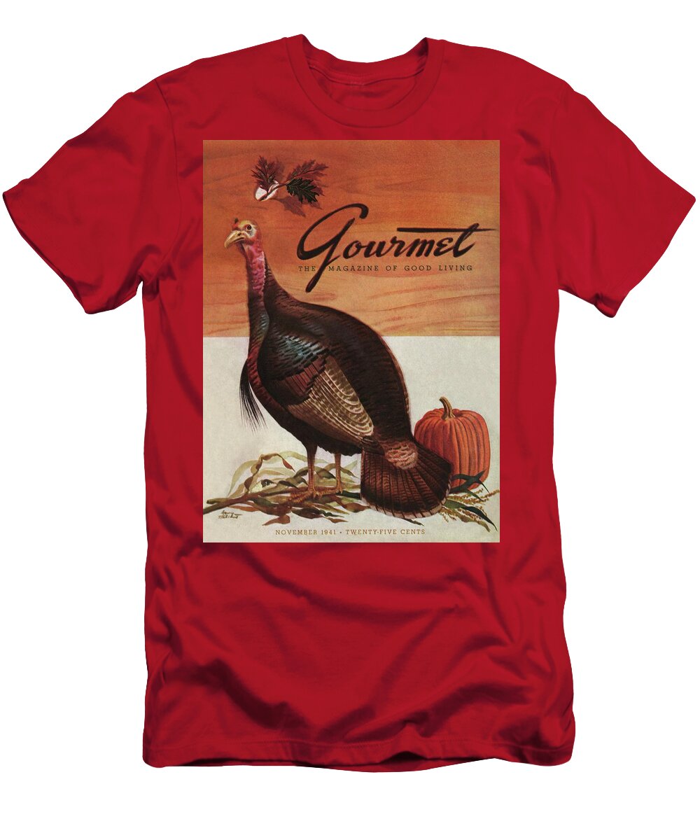 Illustration T-Shirt featuring the photograph A Thanksgiving Turkey And Pumpkin by Henry Stahlhut