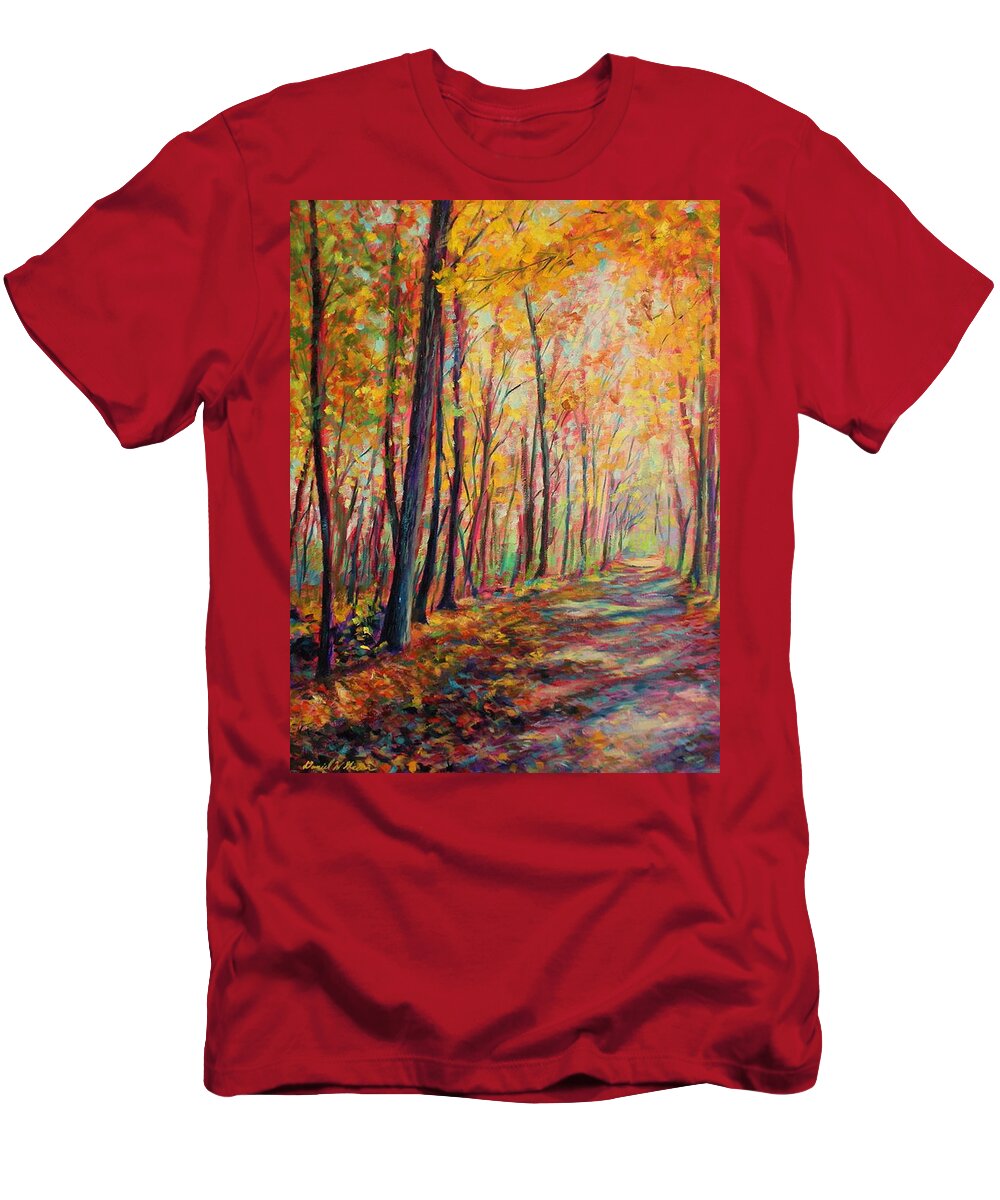 Fall T-Shirt featuring the painting A warm autumn day by Daniel W Green