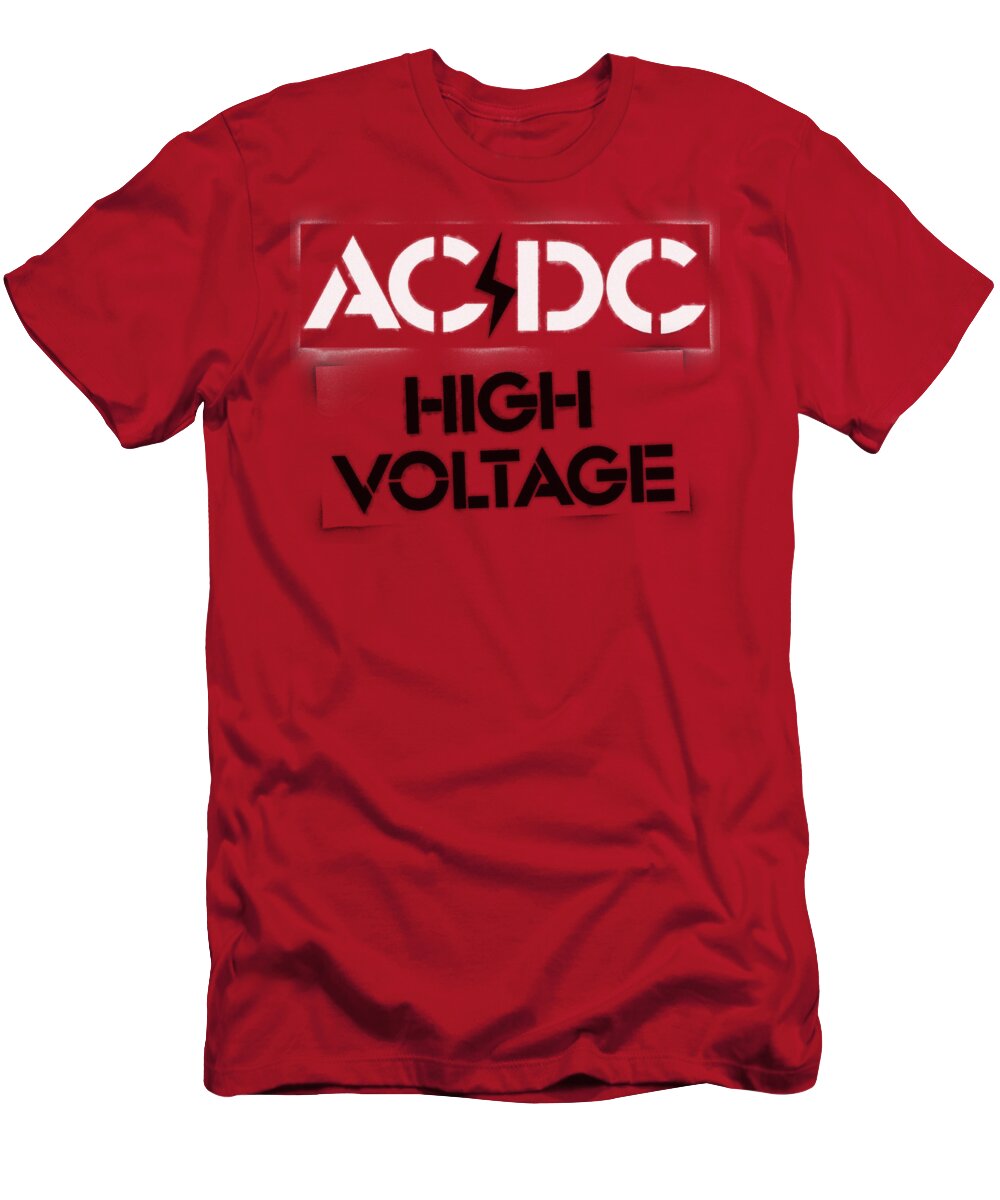  T-Shirt featuring the digital art Acdc - High Voltage Stencil by Brand A
