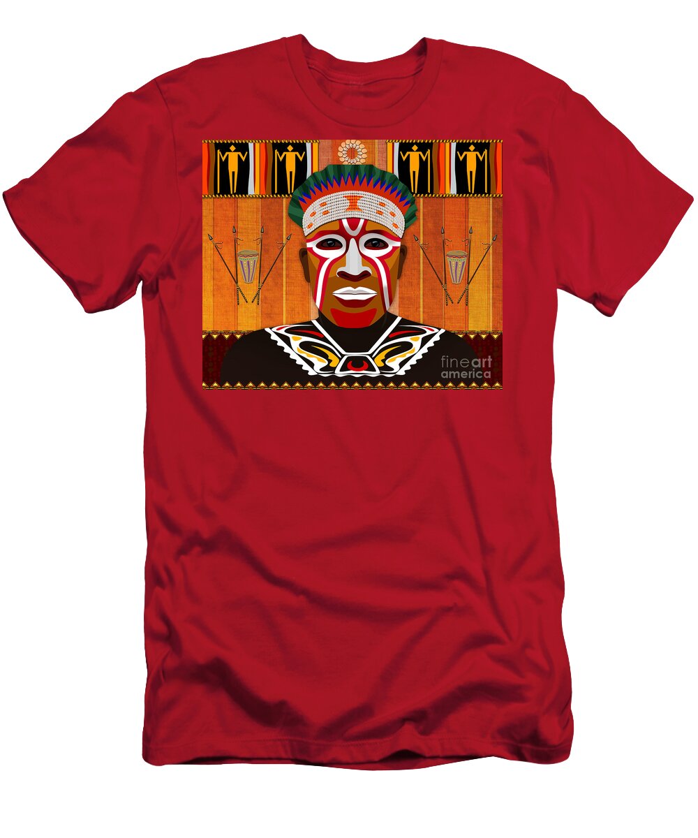 African T-Shirt featuring the digital art African Tribesman 3 by Peter Awax