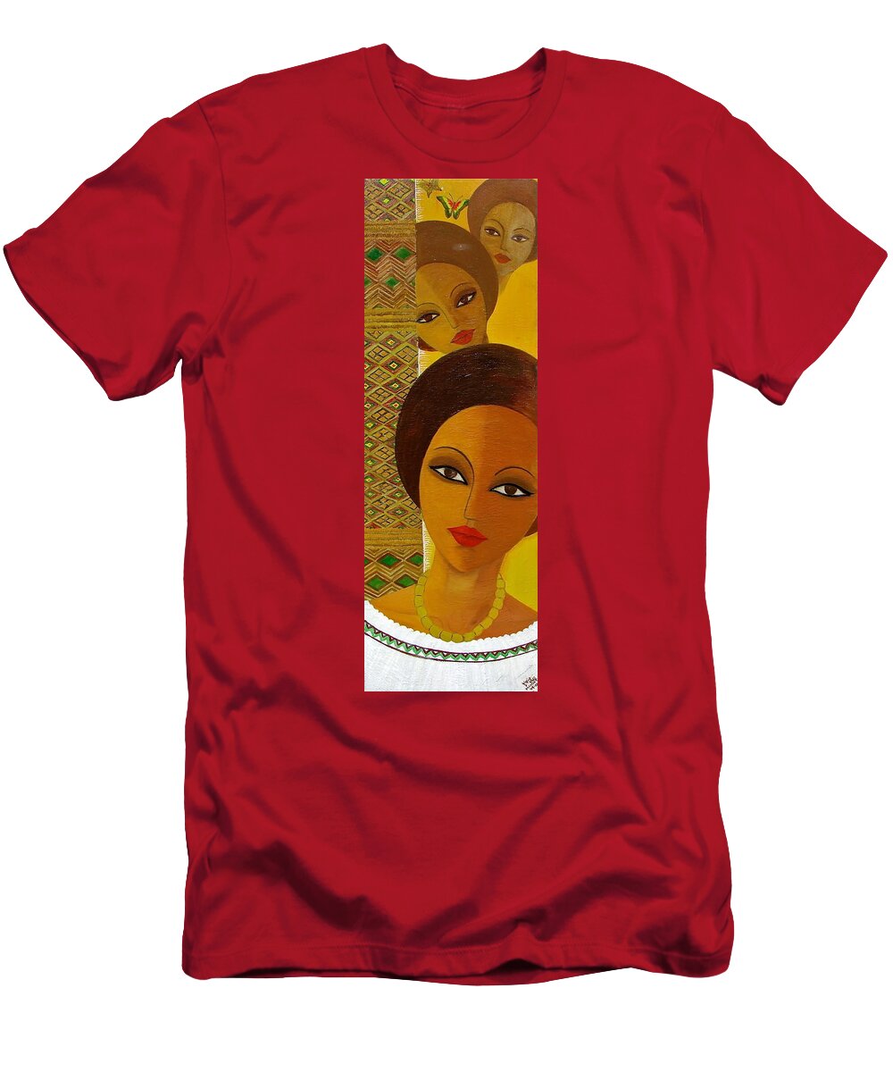 African Paintings T-Shirt featuring the painting Afro Beauty by Mahlet