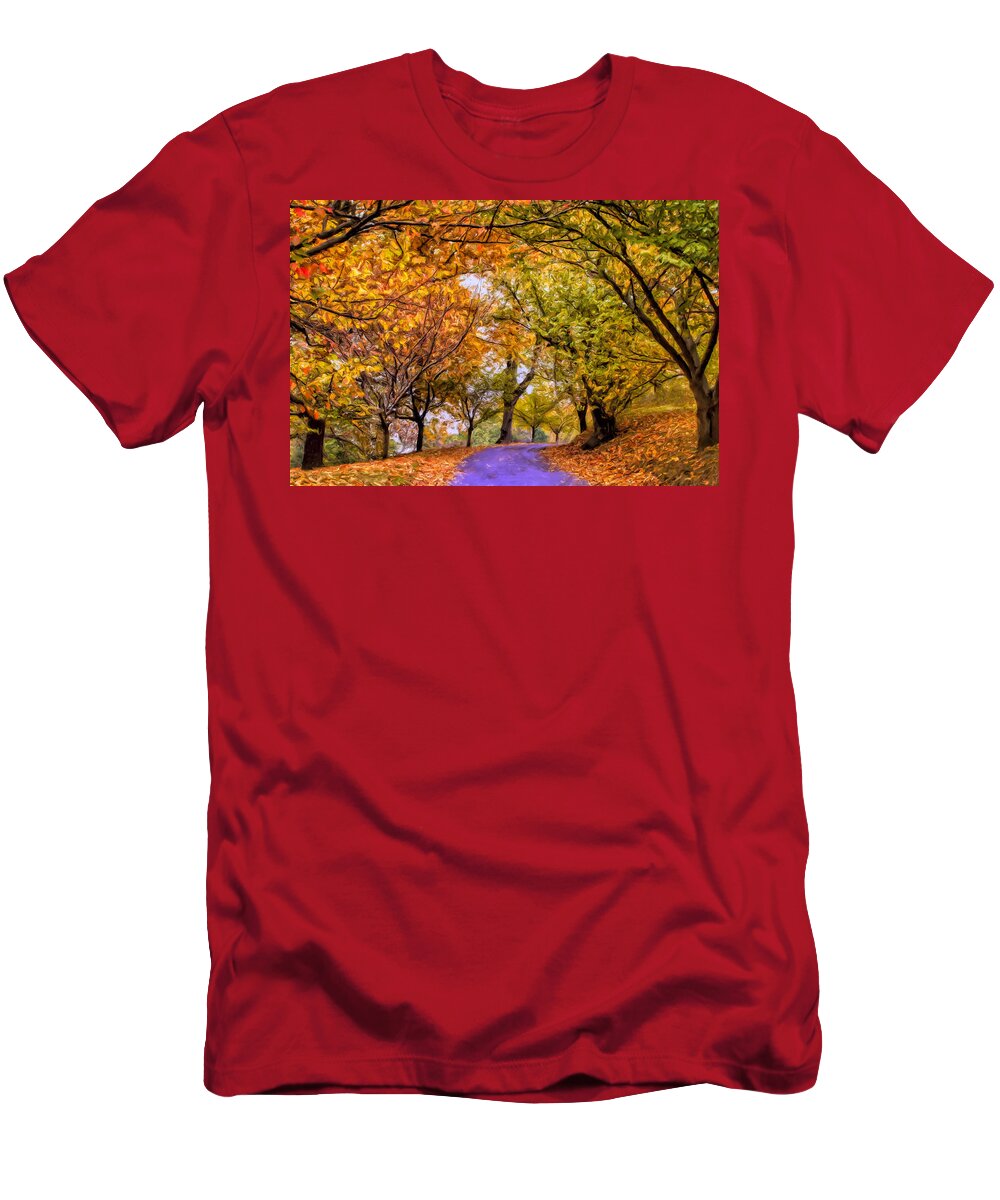 Autumn T-Shirt featuring the painting An Autumn Day by Dominic Piperata