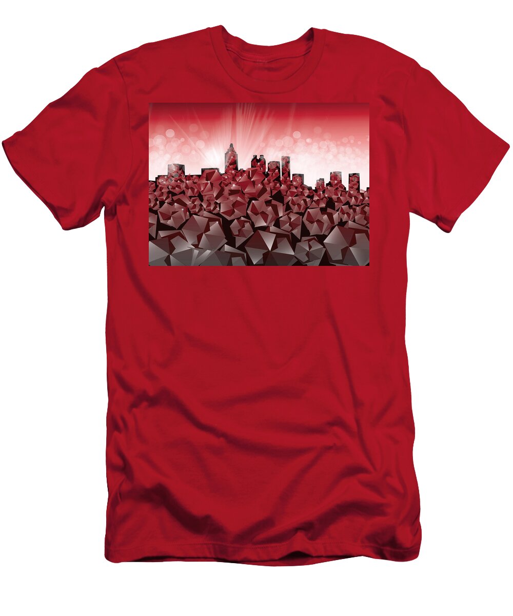 Atlanta T-Shirt featuring the painting Atlanta Skyline Geometry 2 by Bekim M