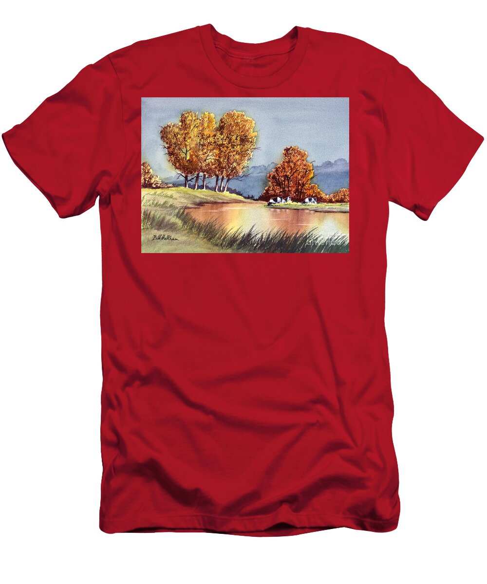 Bill Holkham T-Shirt featuring the painting Autumn Golds by Bill Holkham