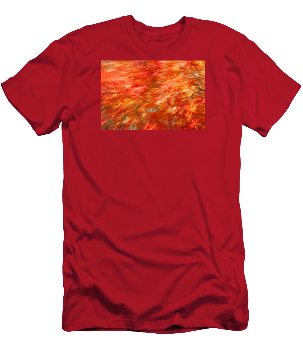 Autumn Foliage New England T-Shirt featuring the photograph Autumn river of flame by Jeff Folger