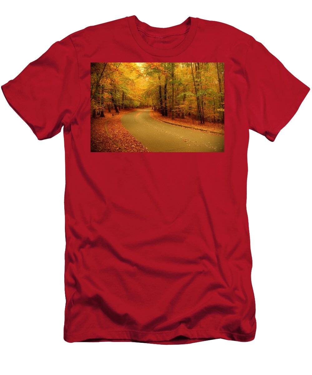 Autumn Landscapes T-Shirt featuring the photograph Autumn Serenity - Holmdel Park by Angie Tirado