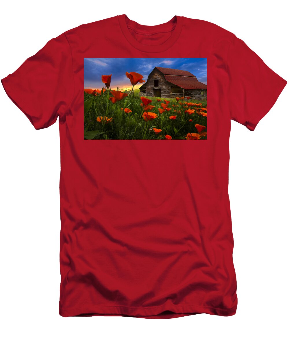 American T-Shirt featuring the photograph Barn in Poppies by Debra and Dave Vanderlaan