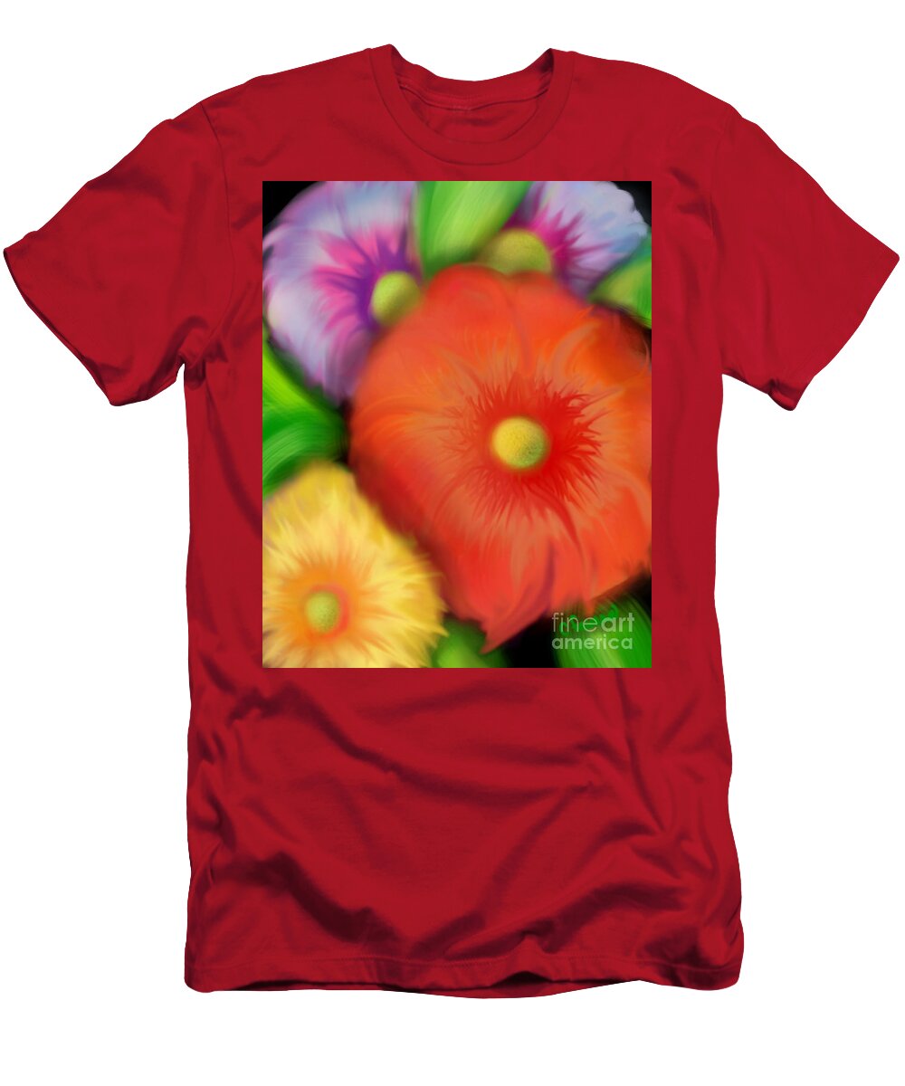 Floral T-Shirt featuring the digital art Big Blooms by Christine Fournier