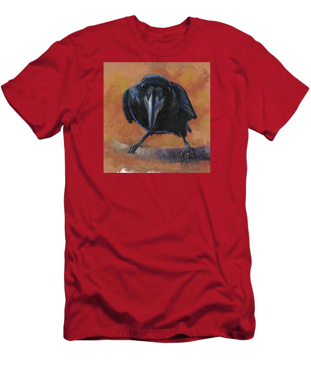 Raven T-Shirt featuring the painting Bird Watching by Billie Colson