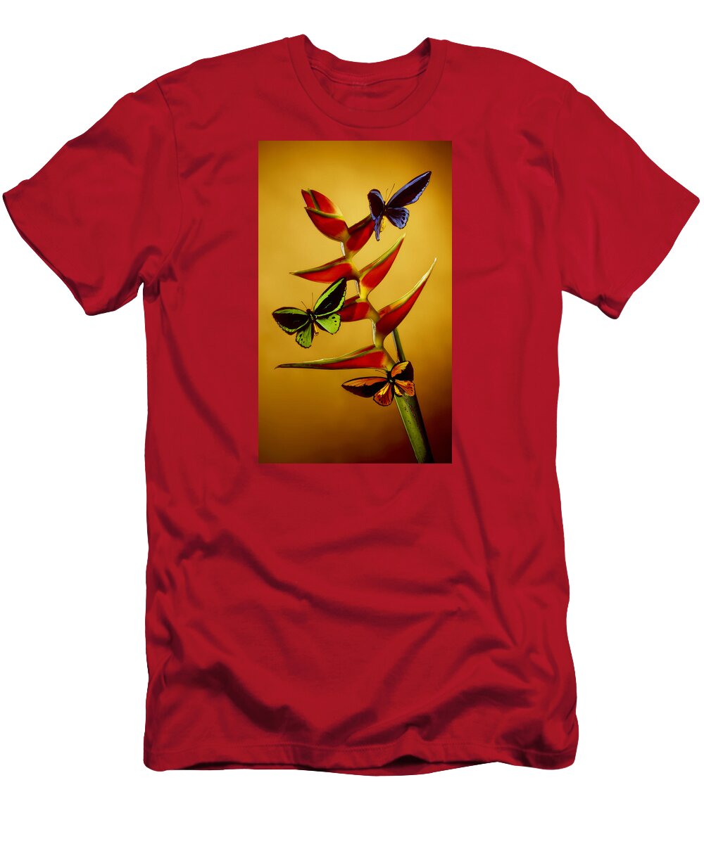 Birdwing Butterflies T-Shirt featuring the photograph Birdwing On Heliconia by Kirk Ellison