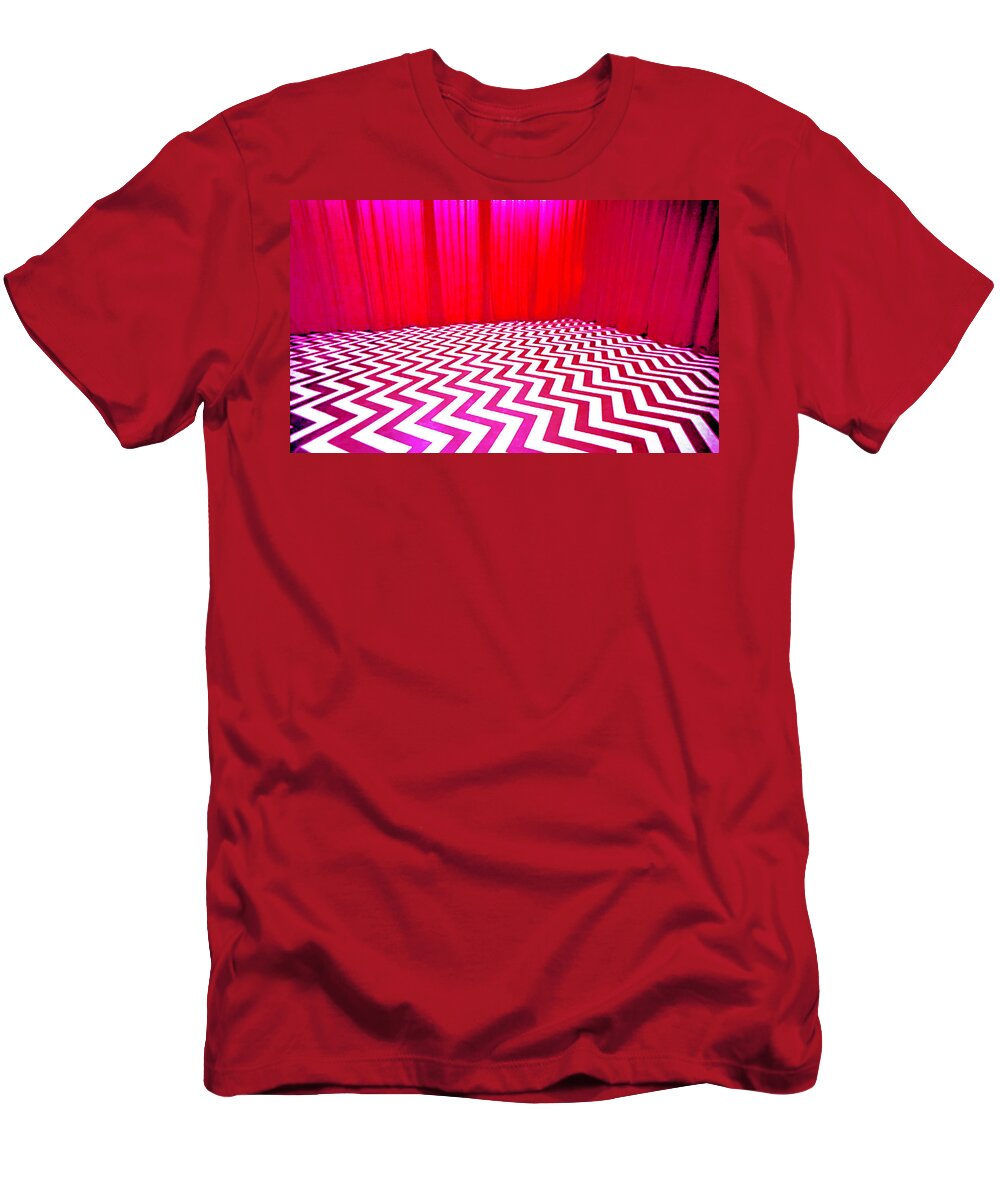 Laura Palmer T-Shirt featuring the painting Black Lodge Magenta by Luis Ludzska