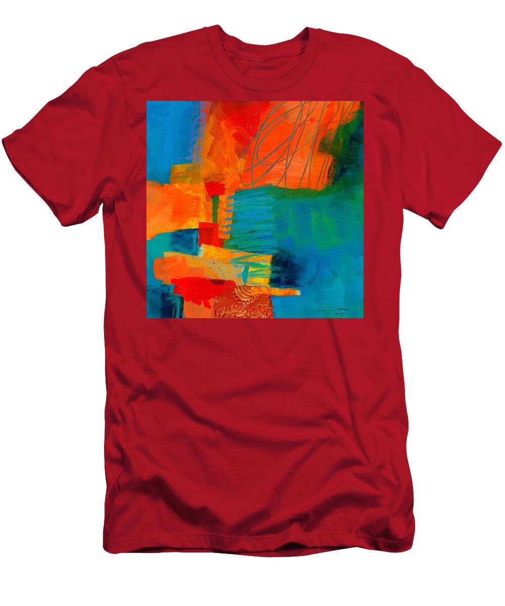 Acrylic T-Shirt featuring the painting Blue Orange 2 by Jane Davies