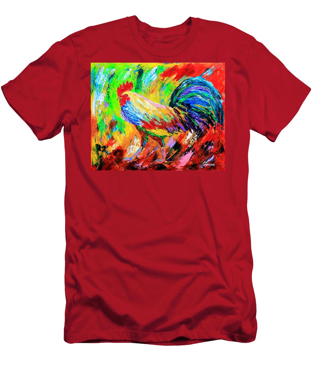 Rooster T-Shirt featuring the painting Bold Rooster by Karl Wagner