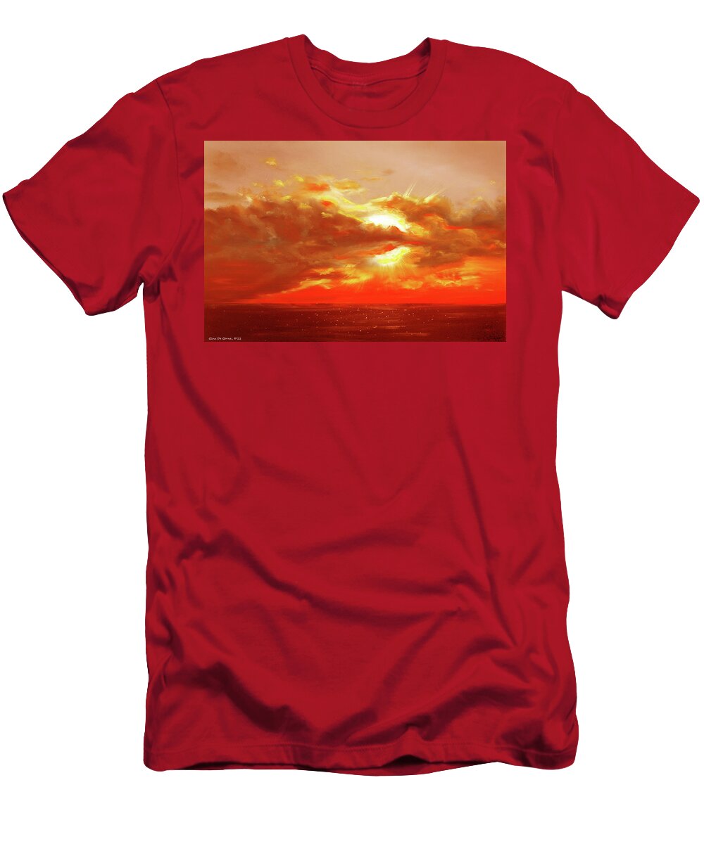 Sunset T-Shirt featuring the painting Bound of Glory - Red Sunset by Gina De Gorna