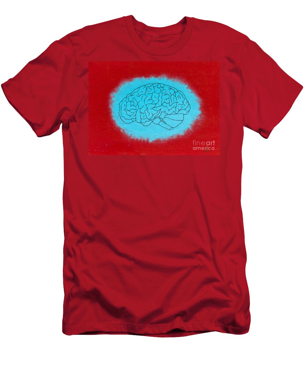  T-Shirt featuring the painting Brain blue by Stefanie Forck