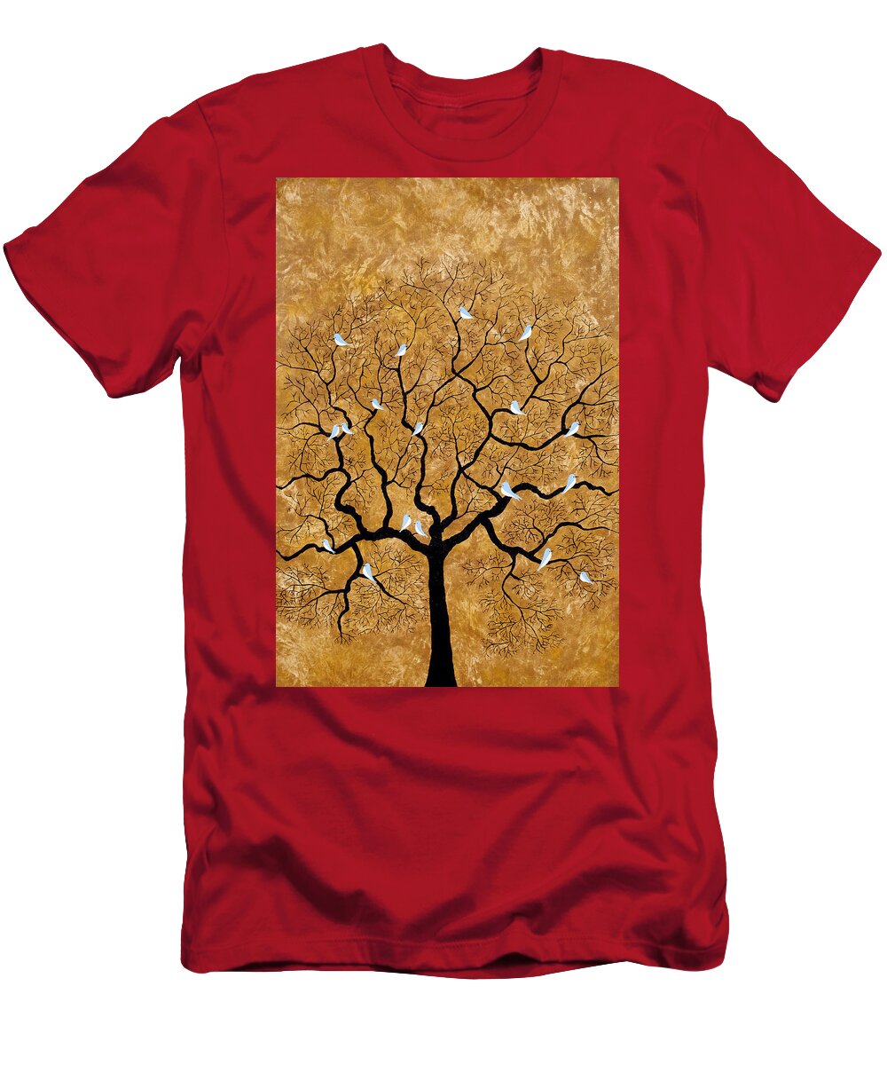 Treescape T-Shirt featuring the painting By the tree by Sumit Mehndiratta