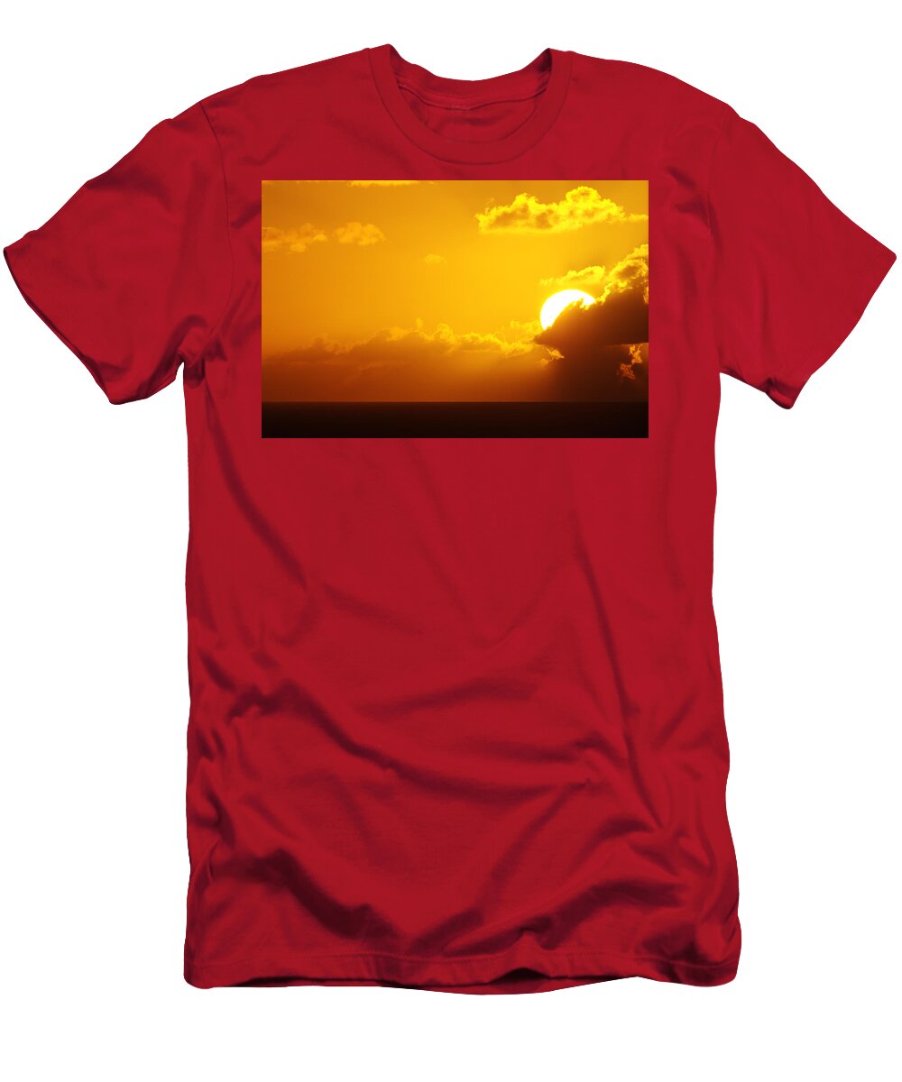Sailing Into The Sunset T-Shirt featuring the photograph Sailing Into the Sunset -- Sunset on the Caribbean Sea by Darin Volpe