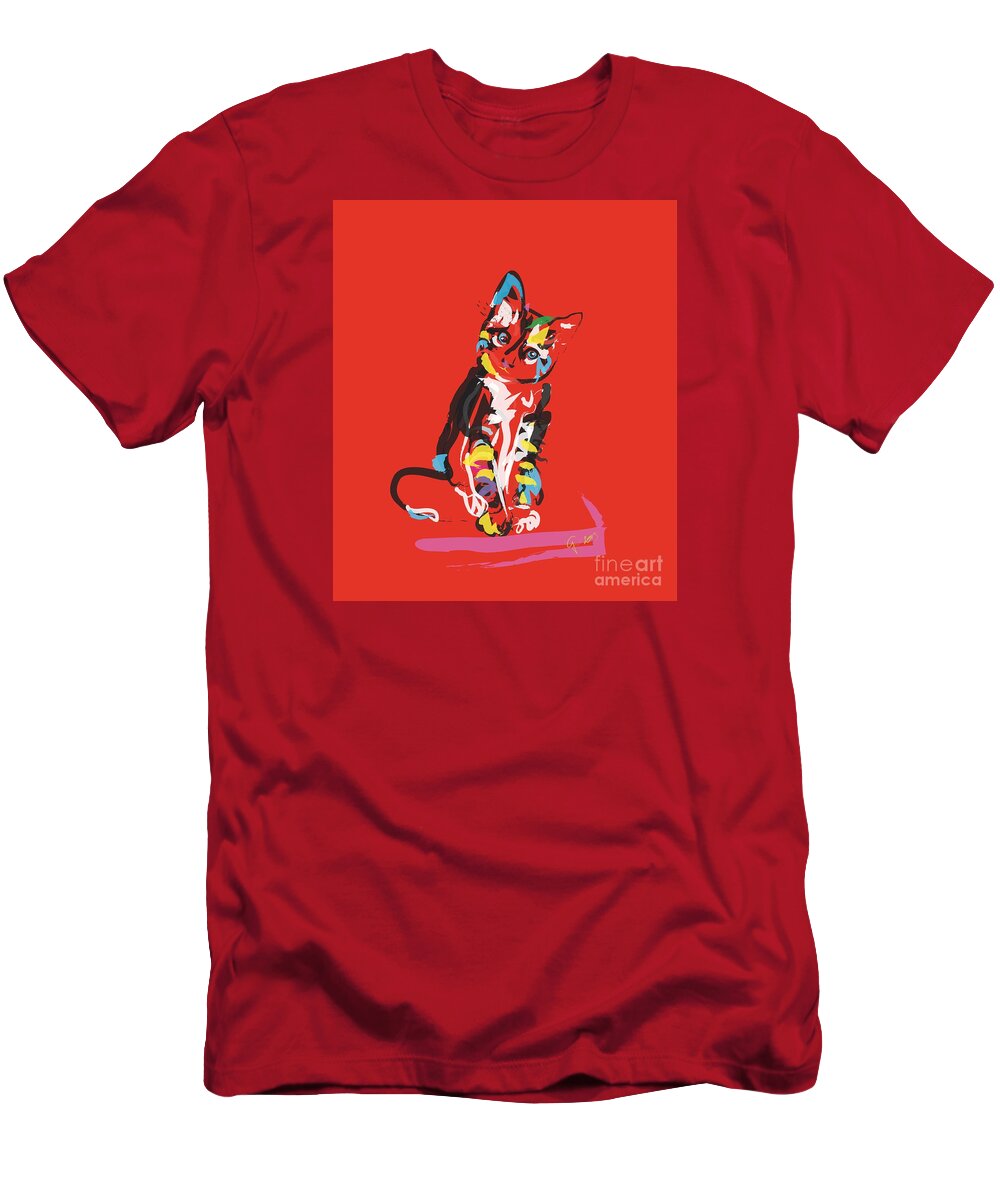 Pet T-Shirt featuring the painting Cat Prins by Go Van Kampen