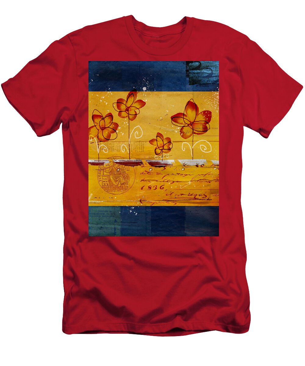 Abstract T-Shirt featuring the digital art Celebrate - txt02t2 by Variance Collections