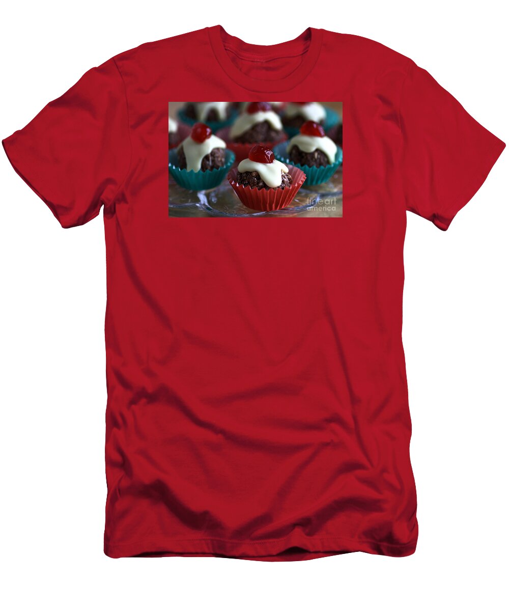 Christmas Pudding Cupcakes T-Shirt featuring the photograph Cherry on top by Joy Watson