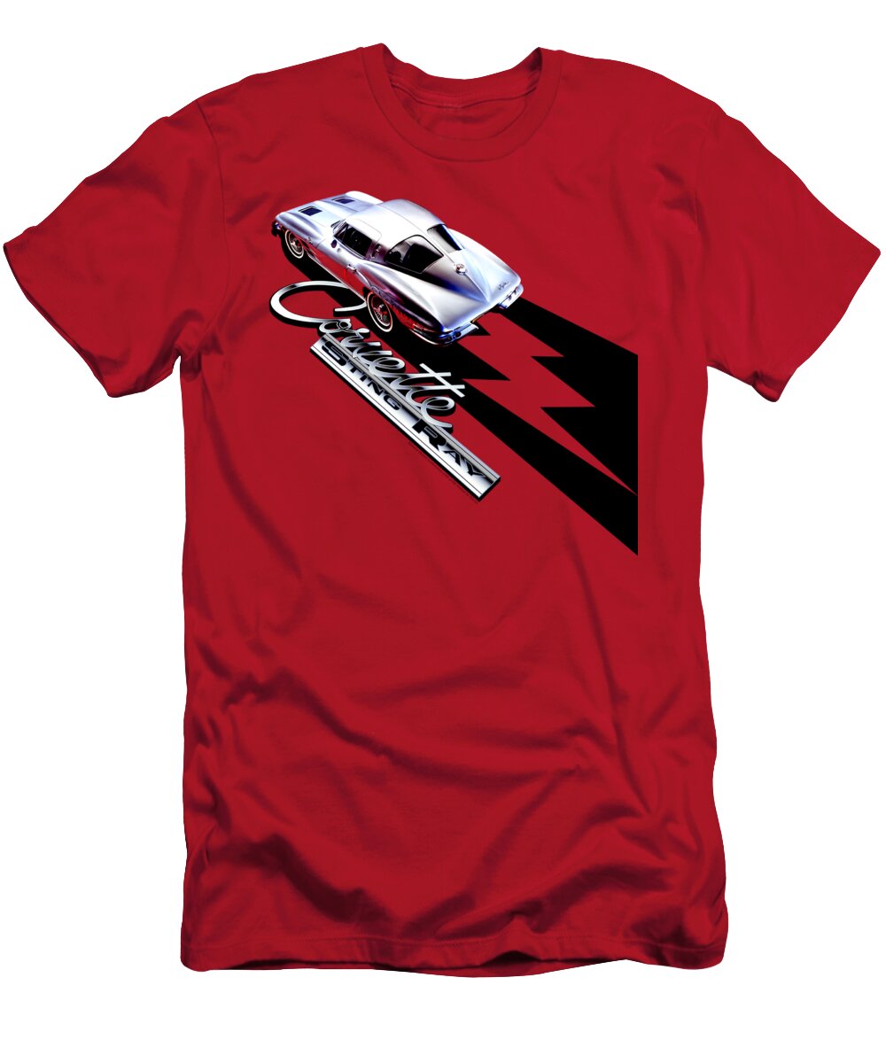  T-Shirt featuring the digital art Chevrolet - Split Window Sting Ray by Brand A
