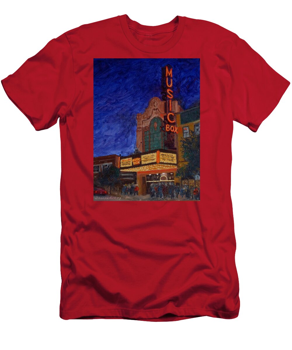 Chicago Art T-Shirt featuring the painting Chicago's Music Box Theater by J Loren Reedy