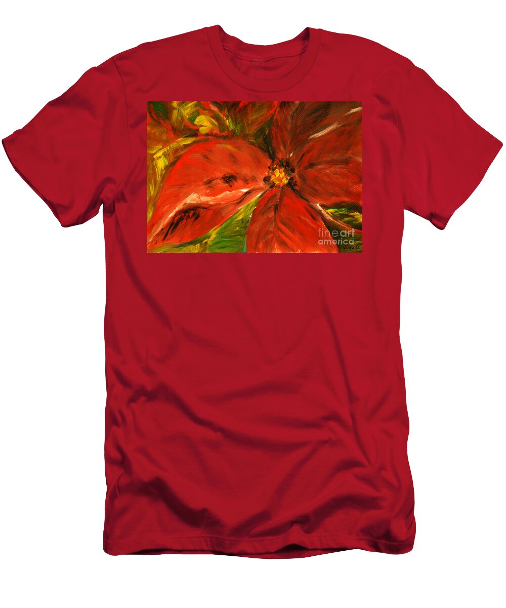 Flower T-Shirt featuring the painting Christmas Star by Jasna Dragun
