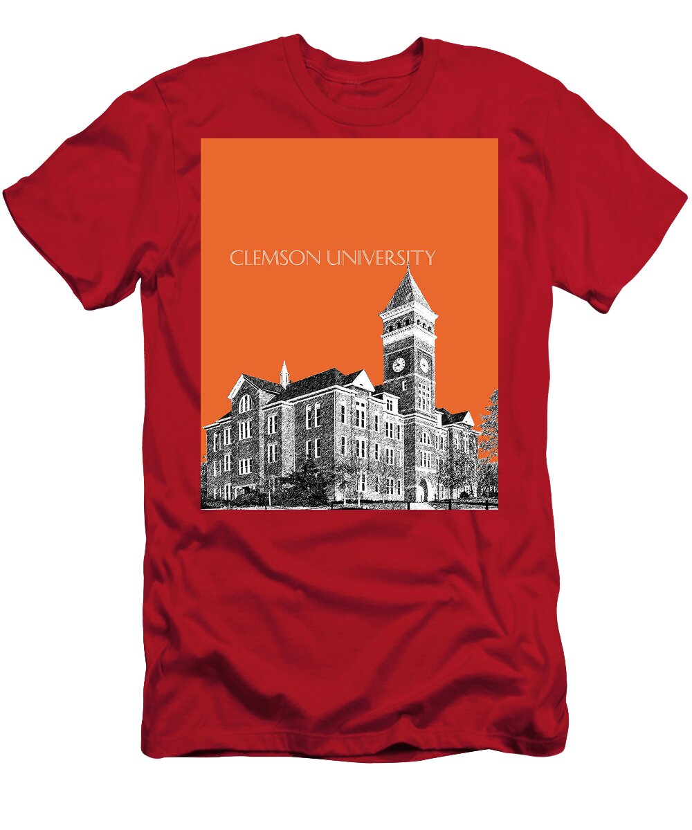 University T-Shirt featuring the digital art Clemson University - Coral by DB Artist