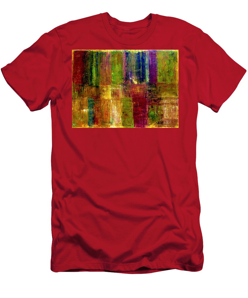Abstract T-Shirt featuring the painting Color Panel Abstract by Michelle Calkins