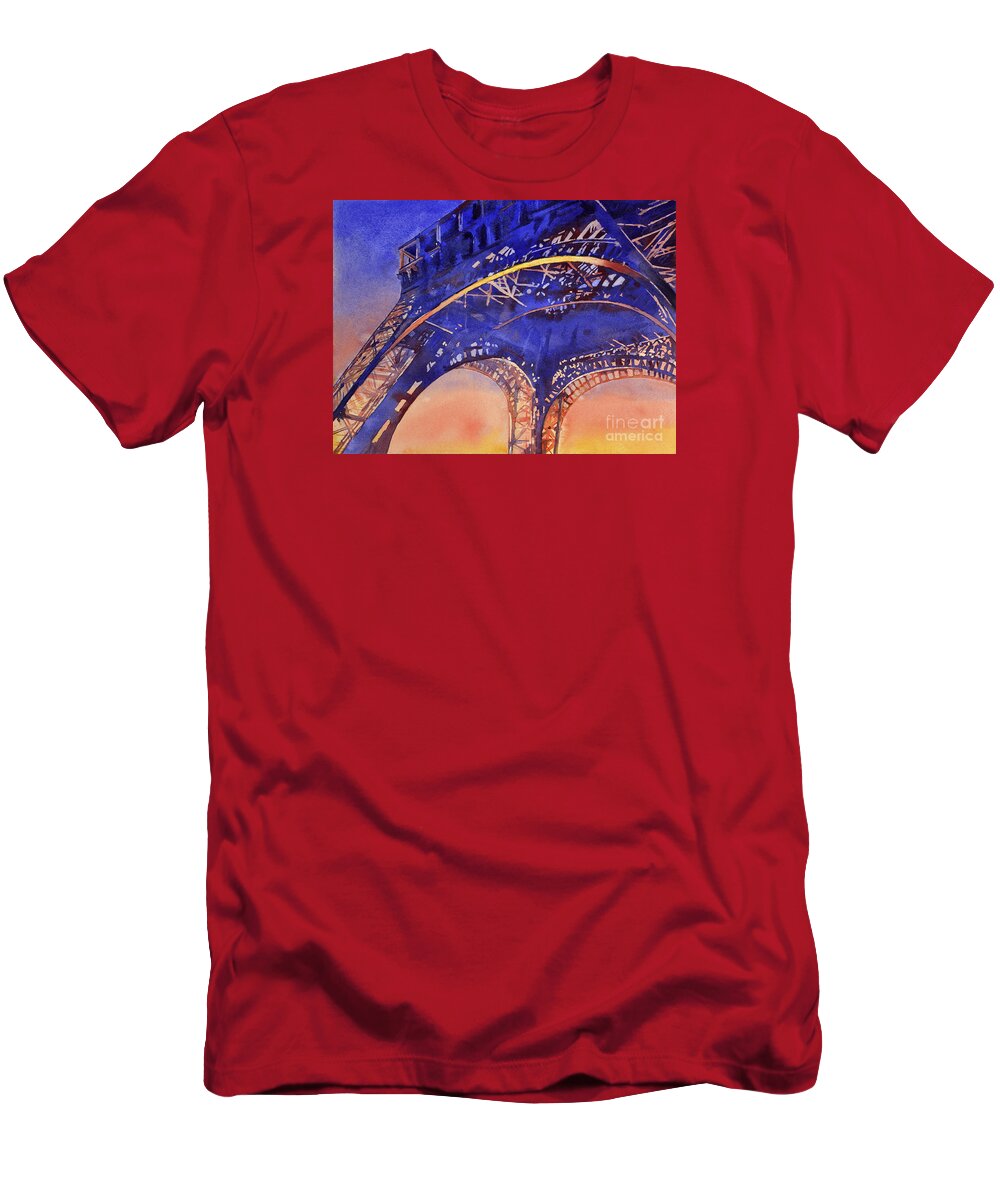 American Watercolour T-Shirt featuring the painting Colors of Paris- Eiffel Tower by Ryan Fox